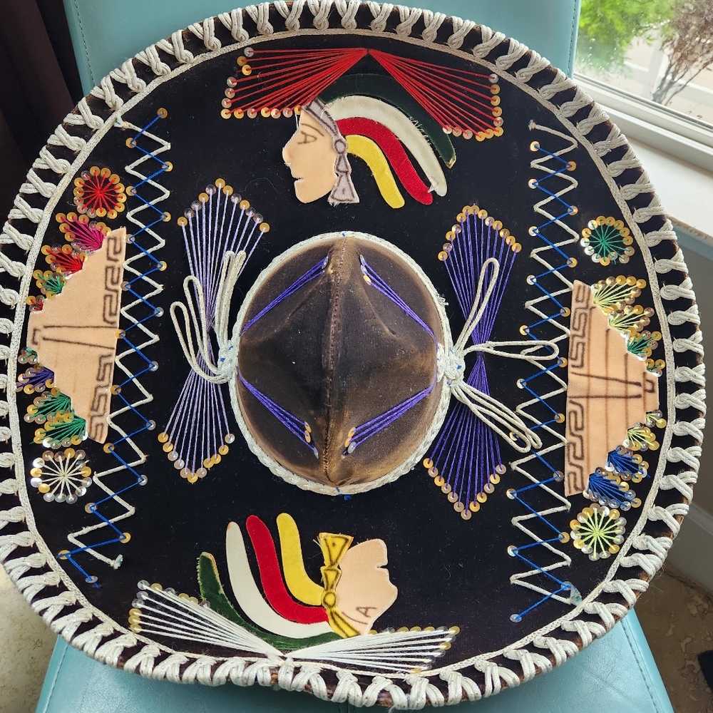 PIGALLE Salazar Ornate Embroidery Festive Black Colors Mexico Sombrero Hat L Uni - Picture 6 of 8